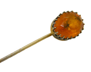 Victorian Sterling Silver Gilt & Topaz Set Stick Pin Antique c1880s