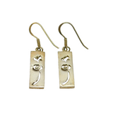 Pair of Sterling Silver Cut Out Flower & Butterfly Drop Earrings Modern c1990