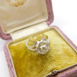 Sterling Silver Filigree Rose Ring Vintage c1970 Open Band