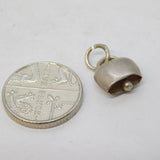 Sterling Silver Enamel Edelweiss Cowbell Charm Pendant Vintage c1970