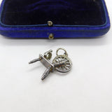 Sterling Silver Traditional Spinning Wheel Charm Pendant Vintage c1970