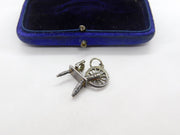 Sterling Silver Traditional Spinning Wheel Charm Pendant Vintage c1970