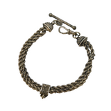 19th Century French Sterling Silver Albertina Two-Strand Bracelet Antique c1860s