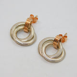 Pair of Sterling Silver & Gilt Entwined Circles Stud Earrings Contemporary c2000