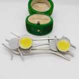 Studio Jewellert Sterling Silver Yellow Enamel Statement Brooch Vintage c1990