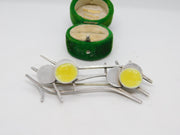 Studio Jewellert Sterling Silver Yellow Enamel Statement Brooch Vintage c1990