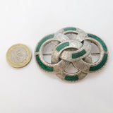 Victorian Scottish Large Sterling Silver 'Pebble Agate' Celtic Knot Brooch c1860