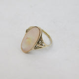 Sterling Silver Mother Of Pearl Ellipse Dress Ring Modern c1990 Size Q