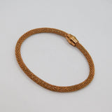 Rose-Gold On Sterling Silver Italian Popcorn Style Cuff Bracelet Modern c2000