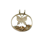 Scottish Sterling Silver Butterfly Floral Disc Studio Pendant Vintage c1970s