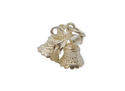 Sterling Silver Two Bells With Ribbon Charm Pendant Vintage c1970