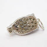 Sterling Silver Sparkling Paste Set Lion Statement Pendant Vintage c2000s