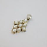 Sterling Silver Charm Mother Of Pearl Mixed Shapes Drop Pendant Modern c1990s