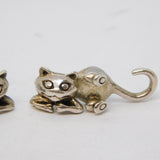 Pair of Studio Sterling Silver Articulated Cat Stud Earrings Vintage c1970s