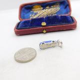 Sterling Silver Enamel Motor Car Charm Pendant Vintage c1970