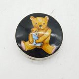 Sterling Silver & Enamel Teddy Bear Pattern Pillbox Vintage 1995 Birmingham