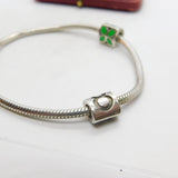 PANDORA Sterling Silver Snake Link Charm Bracelet with Charms Vintage