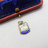 Sterling Silver and Enamel Oban Travel Shield Charm Pendant Vintage c1970