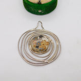 Studio Jewellery Sterling Silver Resin Set Flowers Drop Pendant Vintage c1980
