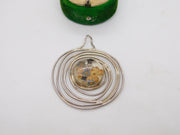 Studio Jewellery Sterling Silver Resin Set Flowers Drop Pendant Vintage c1980