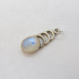 Sterling Silver Cabochon Moonstone Charm Pendant Vintage c1970s