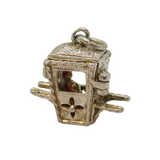 Sterling Silver & Enamel Opening Sedan Chair Charm Pendant Vintage c1970s