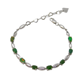 Sterling Silver & Green Opal Set Tennis Bracelet Vintage c1990s