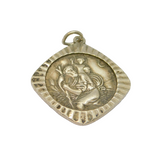 Sterling Silver Fluted Edge St Christopher Travel Charm Pendant Vintage c1970