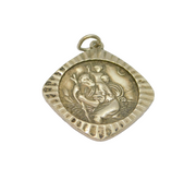 Sterling Silver Fluted Edge St Christopher Travel Charm Pendant Vintage c1970