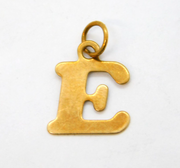 9ct Yellow Gold 'E' Initial Charm Pendant Vintage c1970s
