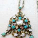 19th Century Austro-Hungarian Sterling Silver, Enamel, Turquoise Necklace c1880s