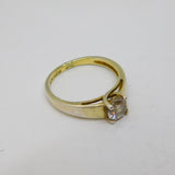Sterling Silver Gilt CZ Solitaire Engagement Band Ring Modern c2000 Size N 1/2