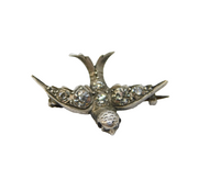 Austro-Hungarian .900 Silver Miniature Paste Set Swallow Brooch Antique
