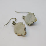 Pair of Sterling Silver Blue Goldstone Cabochon Hook Drop Earrings Vintage c1970