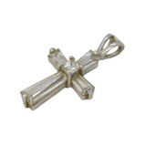 Sterling Silver Paste Set Cross Charm Pendant Vintage c1970s