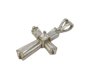 Sterling Silver Paste Set Cross Charm Pendant Vintage c1970s