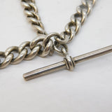 Edwardian Sterling Silver Graduating Albert Watch Chain Necklace Antique Chester