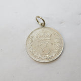 Sterling Silver Victorian Threepence Coin Charm Pendant Antique 1887