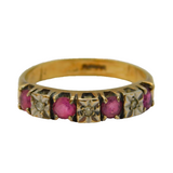 9ct Yellow Gold, Ruby & Illusion Set Diamond Dress Ring Vintage Birmingham