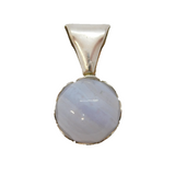 Sterling Silver Blue Lace Agate Drop Charm Pendant Vintage c1970s