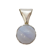 Sterling Silver Blue Lace Agate Drop Charm Pendant Vintage c1970s