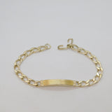 Sterling Silver & Gilt Screw Pattern Flat Curb Identity Bracelet Vintage 1983