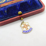 Sterling Silver and Enamel York Travel Shield Charm Pendant Vintage c1970