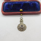 Sterling Silver Ribbon Pattern Drop Charm Pendant Vintage c1970