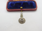 Sterling Silver Ribbon Pattern Drop Charm Pendant Vintage c1970