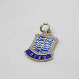 Sterling Silver Enamel Diss Shield Charm Pendant Vintage c1970