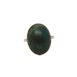 Sterling Silver Thomas L Mott Cabochon Malachite Ring Antique c1930 Size L