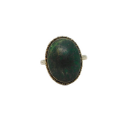 Sterling Silver Thomas L Mott Cabochon Malachite Ring Antique c1930 Size L