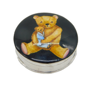 Sterling Silver & Enamel Teddy Bear Pattern Pillbox Vintage 1995 Birmingham