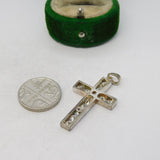 Sterling Silver Paste Set Cross Charm Pendant Vintage c1970